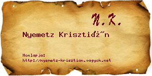 Nyemetz Krisztián névjegykártya